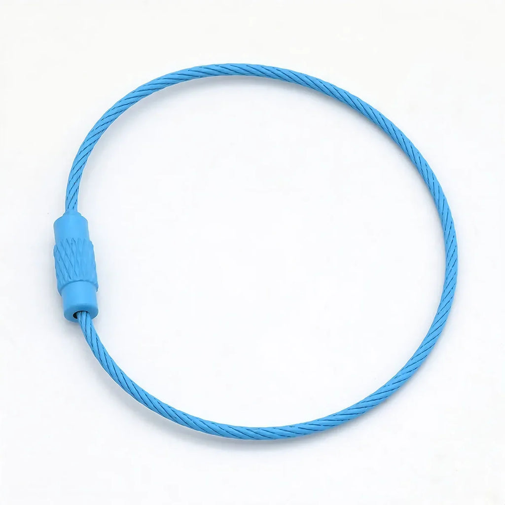 10-100pcs Stainless Steel Wire Keychain Ring Key Keyring Circle Rope Cable Loop Outdoor Camp Luggage Tag Screw Lock Gadget