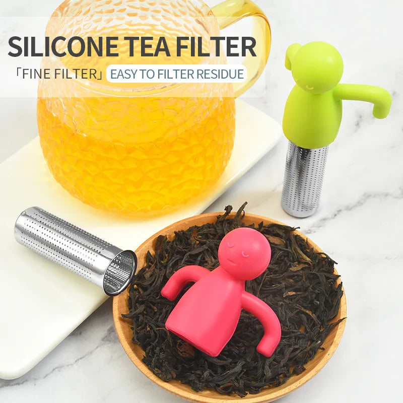 Creative Humanoid Tea Strainer Stainless Steel Tea Leaf Filter Lazy Tea Brewing Gadget Tea Brewing Accessory
