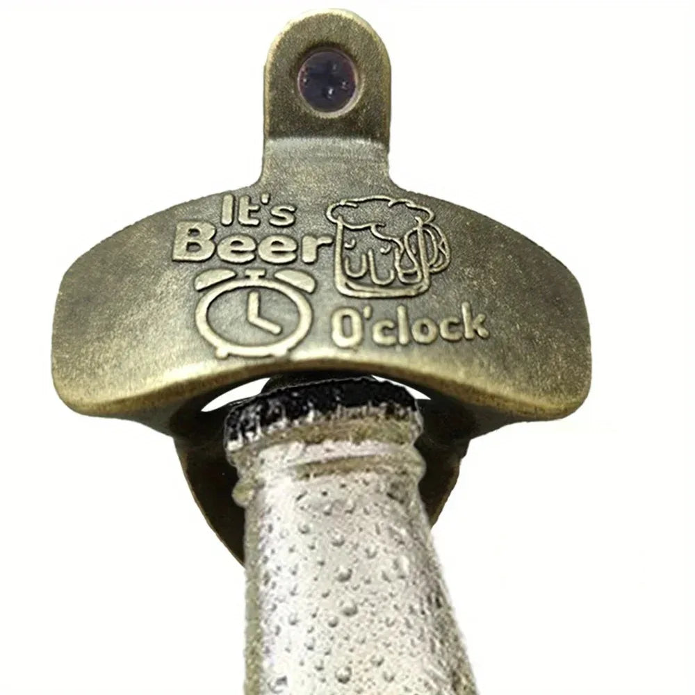 1pc It's Beer'O Clock Bottle Opener Wall Mounted with Screws Vintage Retro Beer Opener BBQ DIY Tools Bar Decor Kitchen Gadgets