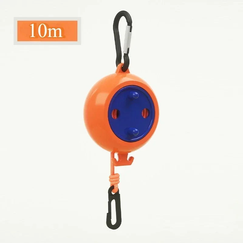 10M Retractable Portable Travel Camping Washing Line Rope Reel Clothesline Outdoor with Carabiner Hook Hiking Outdoor Gadgets