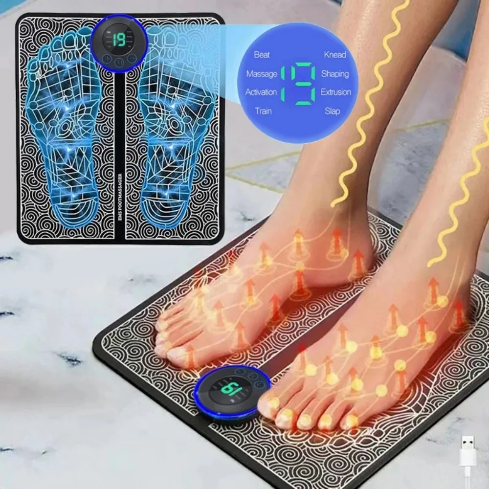 EMS Foot Relax Mat Remote Control Electric Foot Pad Comfort Cushion Portable Leisure Gadget for Home Indoor Use to Ease Fatigue