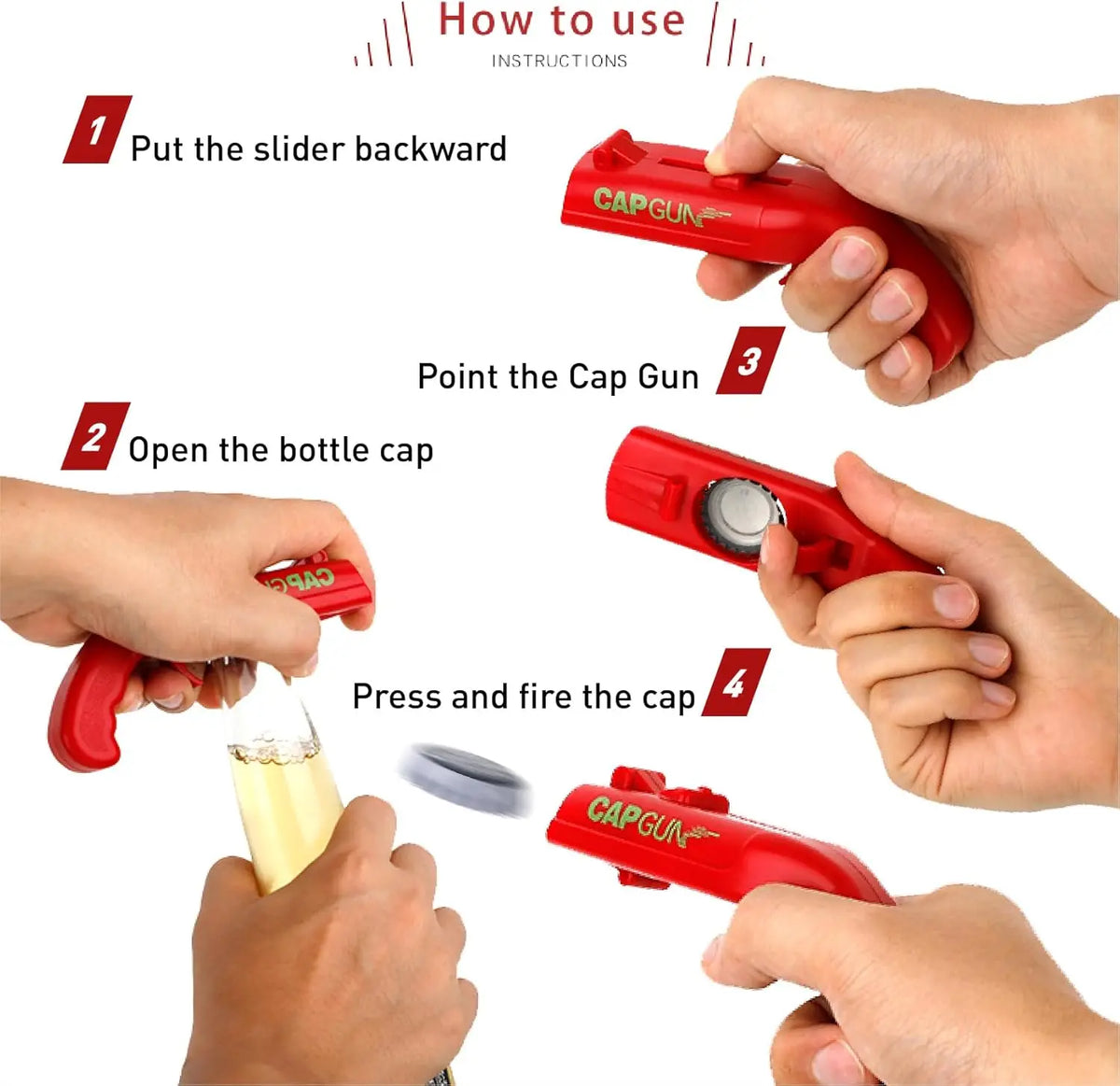 Bottle Opener with Cap Launcher,Funny Shooting Gun for Parties BBQ, Tailgates Unique Beer Cap Shooter Gadget for Men Cool Gifts