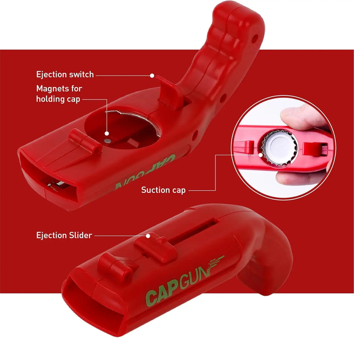 Bottle Opener with Cap Launcher,Funny Shooting Gun for Parties BBQ, Tailgates Unique Beer Cap Shooter Gadget for Men Cool Gifts
