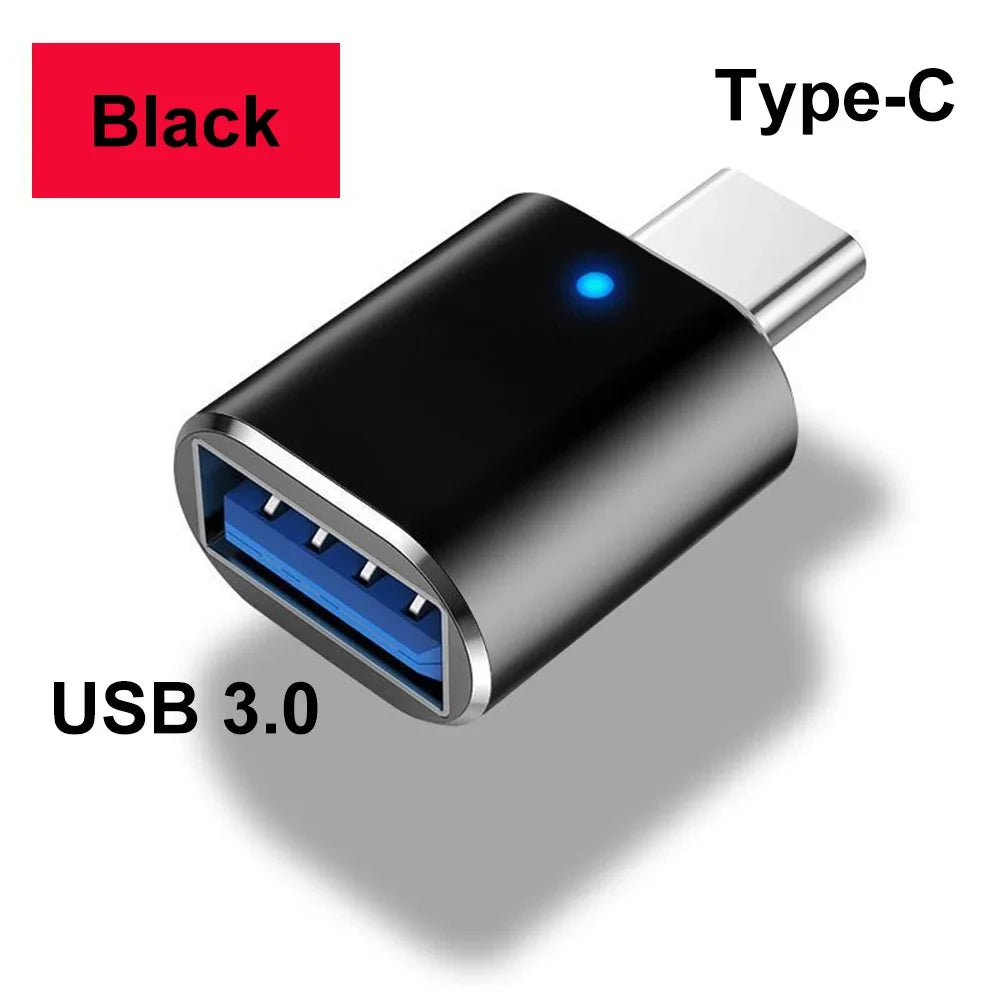 USB‑A to Type‑C Male Adapter USB3.0, OTG & Car Charging Supported Converter Fit for Laptops, Mobile Phones & USB‑C Gadgets