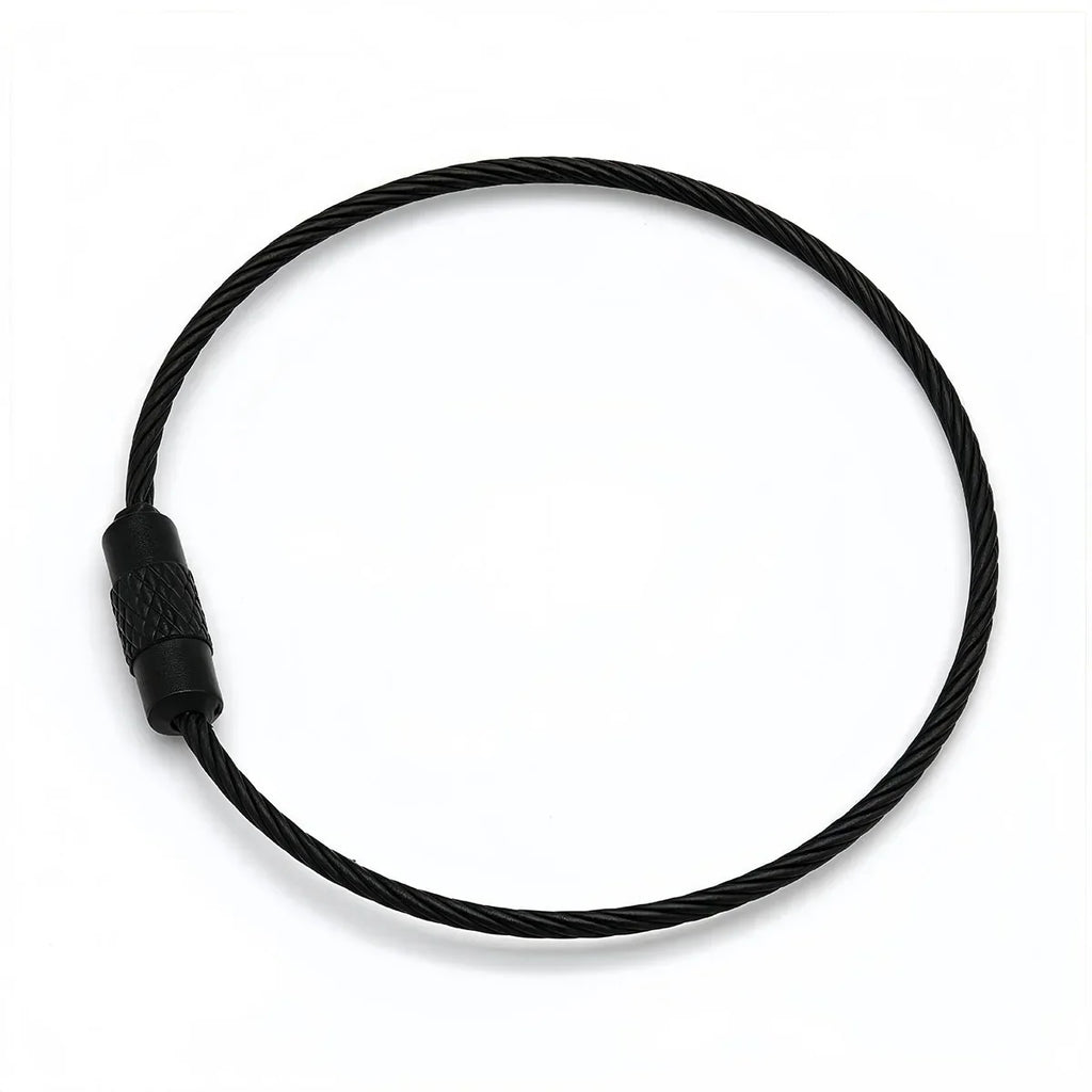 10-100pcs Stainless Steel Wire Keychain Ring Key Keyring Circle Rope Cable Loop Outdoor Camp Luggage Tag Screw Lock Gadget