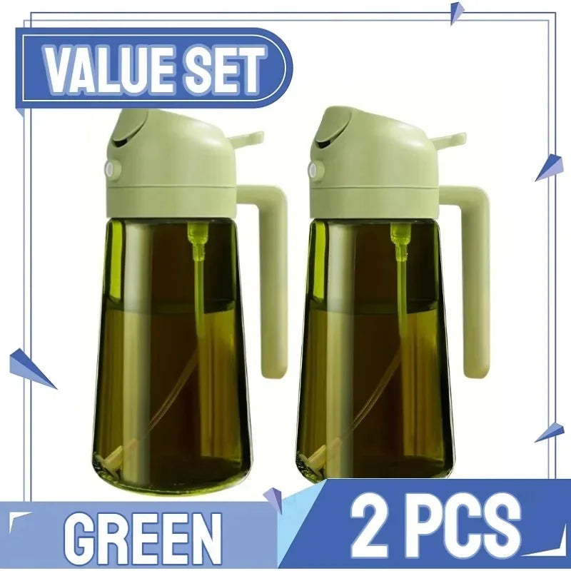 2-in-1 Oil Dispenser & Sprayer 500ML Leakproof Olive Oil Sprayer Bottle for Cooking Spray Airfryer BBQ Camping