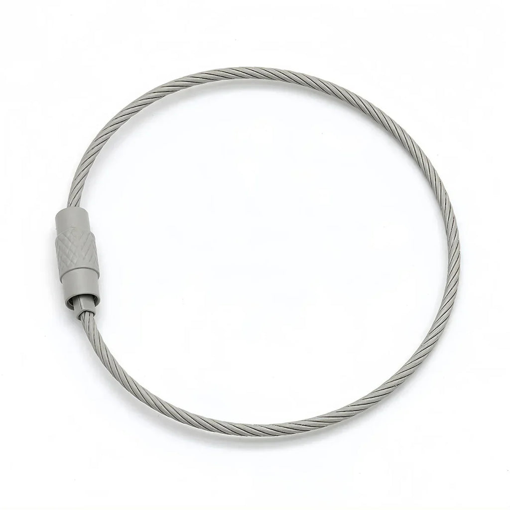 10-100pcs Stainless Steel Wire Keychain Ring Key Keyring Circle Rope Cable Loop Outdoor Camp Luggage Tag Screw Lock Gadget