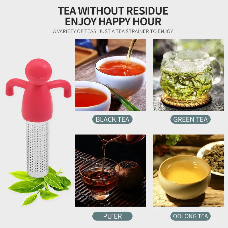 Creative Humanoid Tea Strainer Stainless Steel Tea Leaf Filter Lazy Tea Brewing Gadget Tea Brewing Accessory