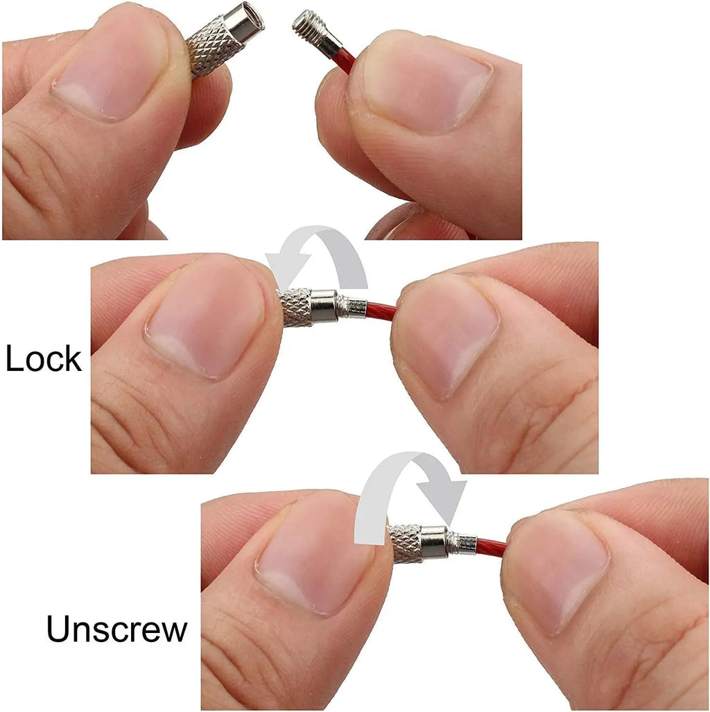 10-100pcs Stainless Steel Wire Keychain Ring Key Keyring Circle Rope Cable Loop Outdoor Camp Luggage Tag Screw Lock Gadget