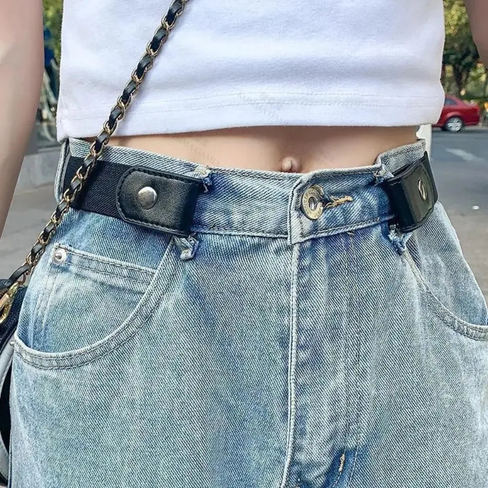 Magic Gadget Elastic Waist Tightening Belt Womens Invisible Jeans Lazy Belt Waist Size Adjustment Non-slip Durable