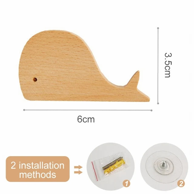 1pcs Animal Wooden Hooks Cute Room Decor Hook Wall Keychain Coat Hook Home Door Wood Hook Hanger Kitchen Accessories Gadget