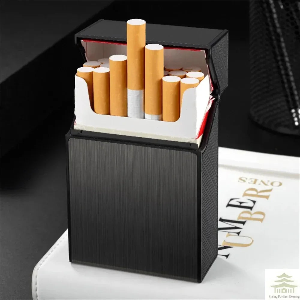Portable Cigarette Case Metal Smoking Cigarette Box 20pcs Capacity Tobacco Holder Cigarettes Pack Cover Storage Box Men's Gadget