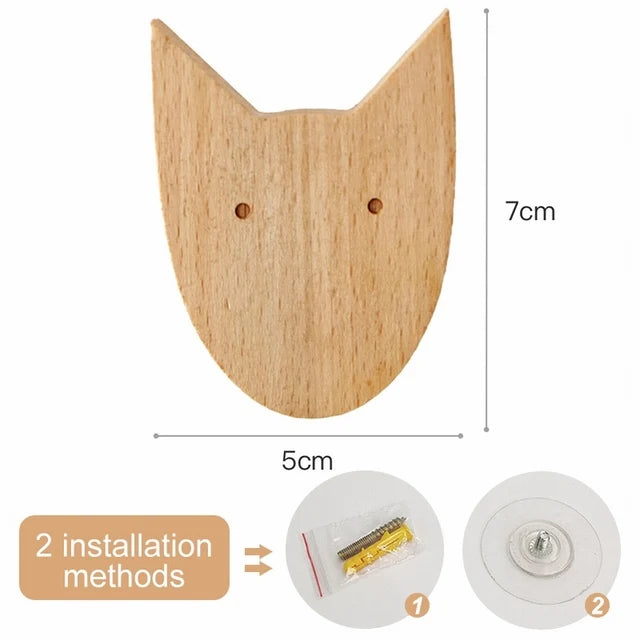 1pcs Animal Wooden Hooks Cute Room Decor Hook Wall Keychain Coat Hook Home Door Wood Hook Hanger Kitchen Accessories Gadget