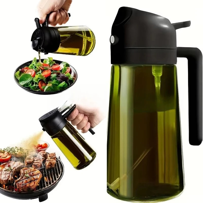 2-in-1 Oil Dispenser & Sprayer 500ML Leakproof Olive Oil Sprayer Bottle for Cooking Spray Airfryer BBQ Camping