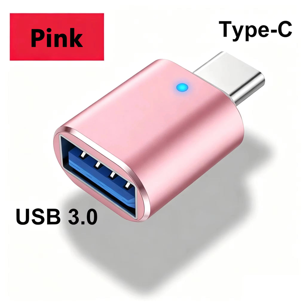 USB‑A to Type‑C Male Adapter USB3.0, OTG & Car Charging Supported Converter Fit for Laptops, Mobile Phones & USB‑C Gadgets