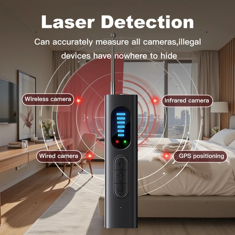 Hidden Camera Detector Anti-Spy Car GPS Tracker Listening Device Bug RF Wireless All Signal Scanner Gadget Security Protection