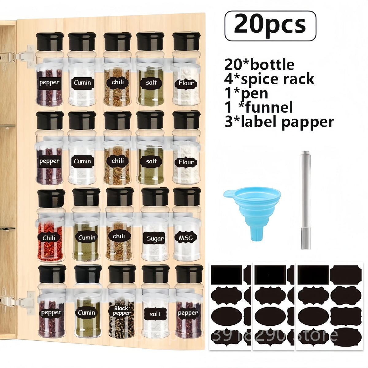 5/10/15/20PC Jars for spices Salt and Pepper Shaker Seasoning Jar spice organizer Plastic Barbecue Condiment Kitchen Gadget Tool
