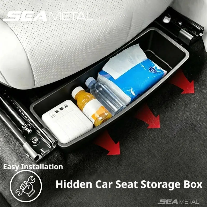 SEAMETAL Under Seat Storage Box Universal Car Seat Bottom Organizer Box Removable Storage Box Gadget Case Universal Accessories