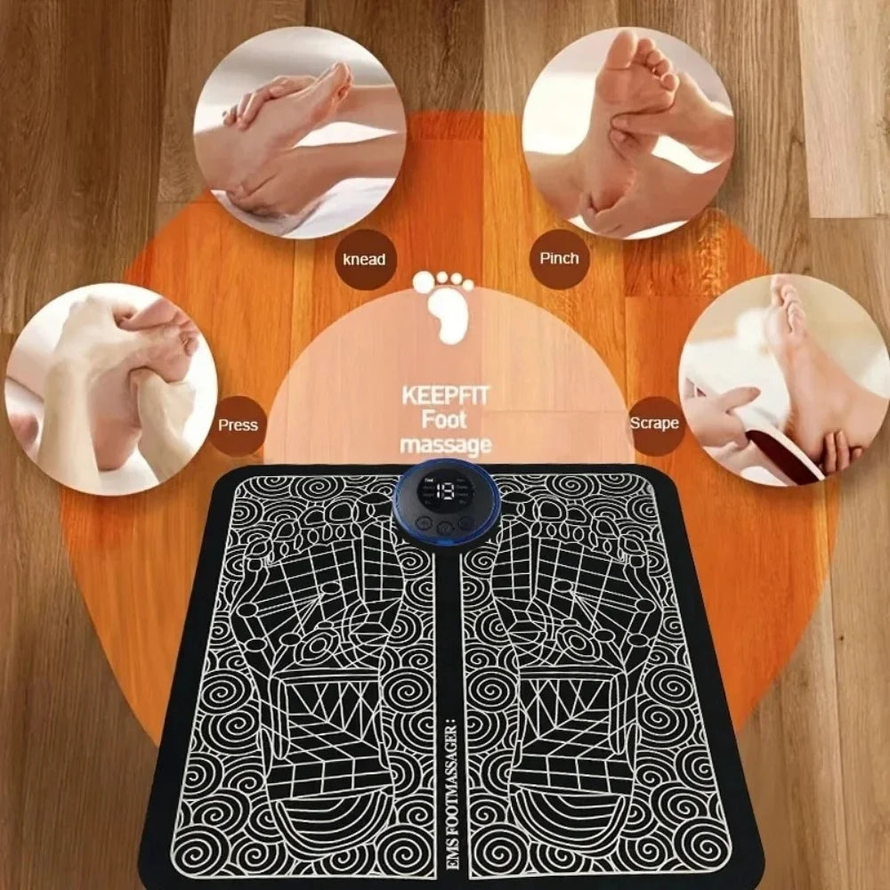 EMS Foot Relax Mat Remote Control Electric Foot Pad Comfort Cushion Portable Leisure Gadget for Home Indoor Use to Ease Fatigue