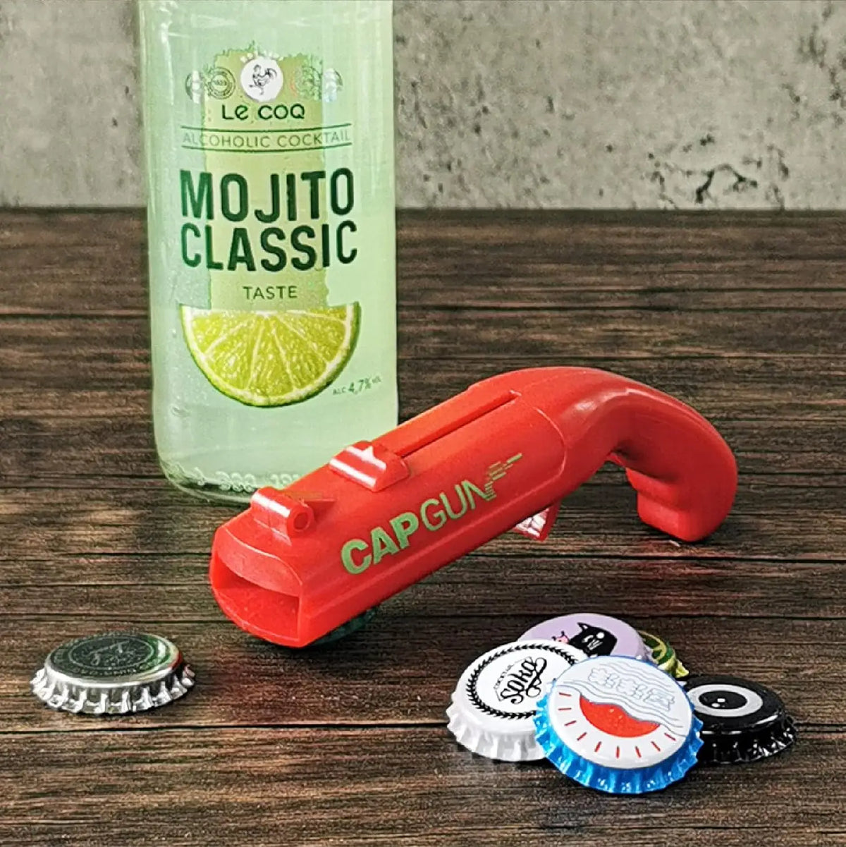 Bottle Opener with Cap Launcher,Funny Shooting Gun for Parties BBQ, Tailgates Unique Beer Cap Shooter Gadget for Men Cool Gifts