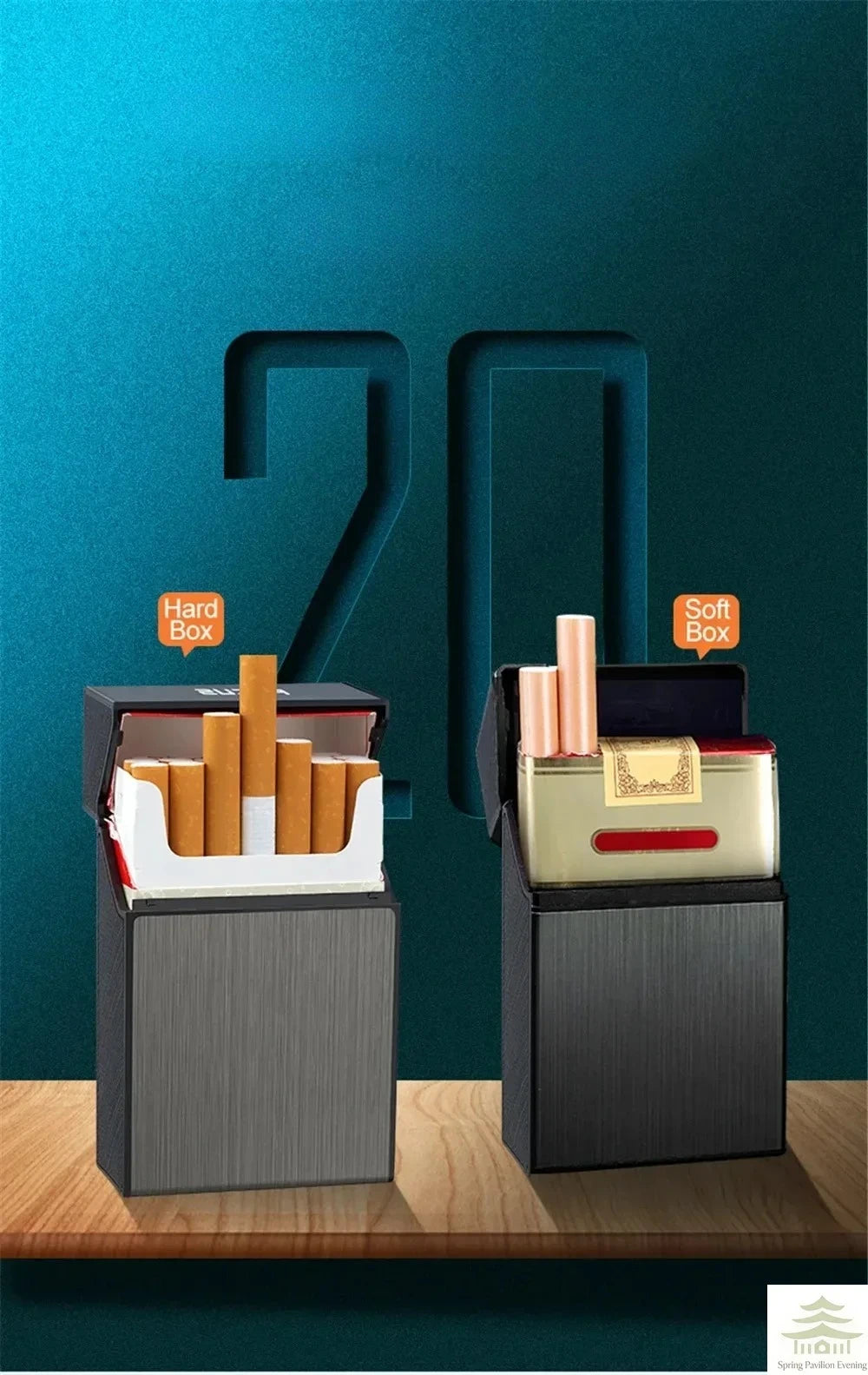 Portable Cigarette Case Metal Smoking Cigarette Box 20pcs Capacity Tobacco Holder Cigarettes Pack Cover Storage Box Men's Gadget