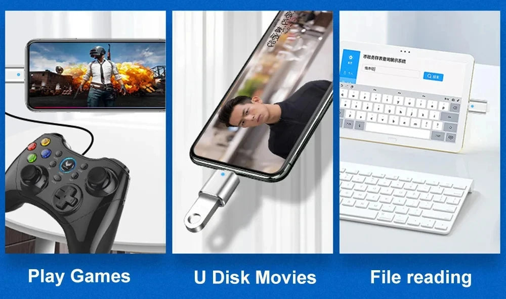 USB‑A to Type‑C Male Adapter USB3.0, OTG & Car Charging Supported Converter Fit for Laptops, Mobile Phones & USB‑C Gadgets