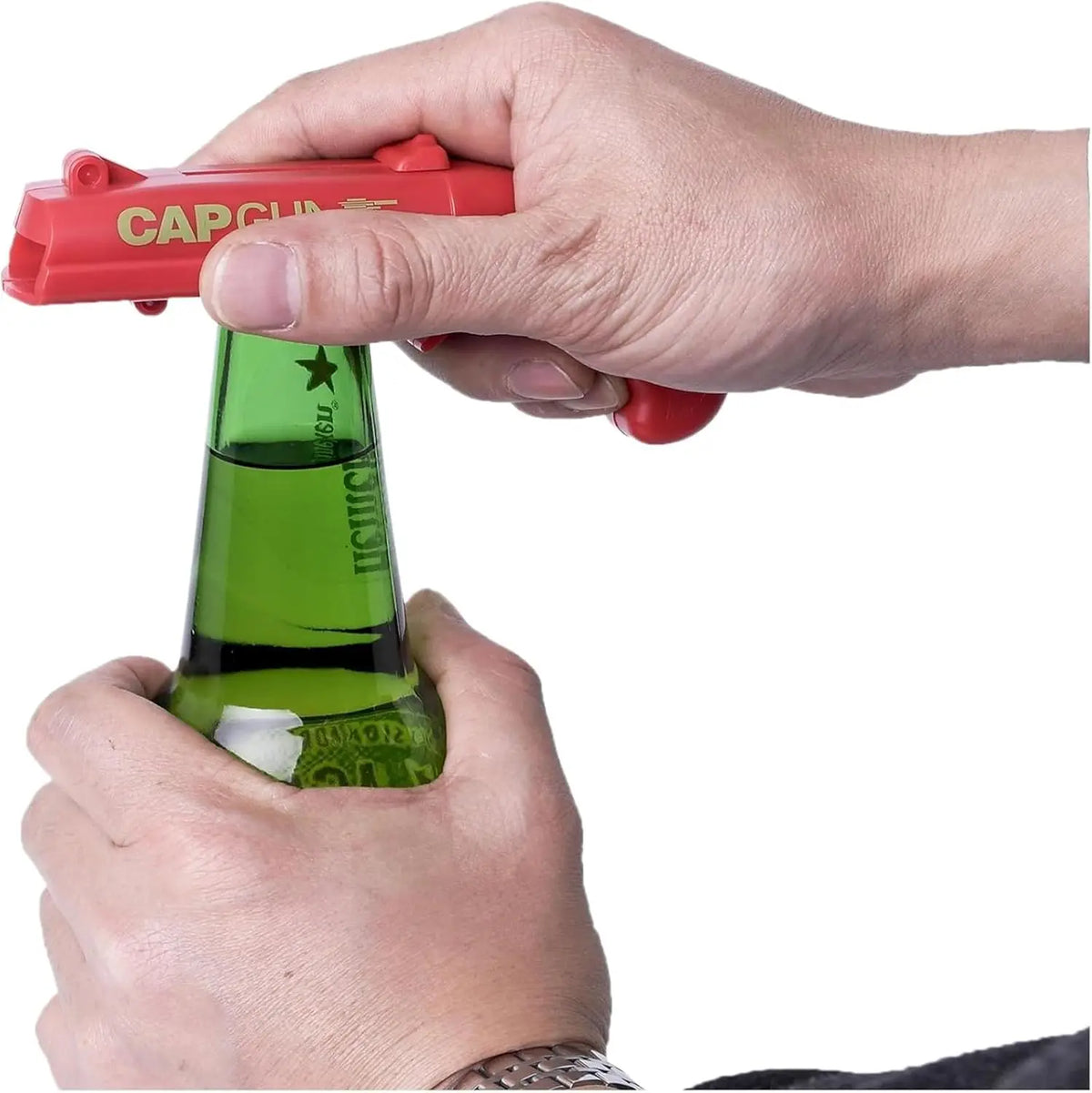 Bottle Opener with Cap Launcher,Funny Shooting Gun for Parties BBQ, Tailgates Unique Beer Cap Shooter Gadget for Men Cool Gifts