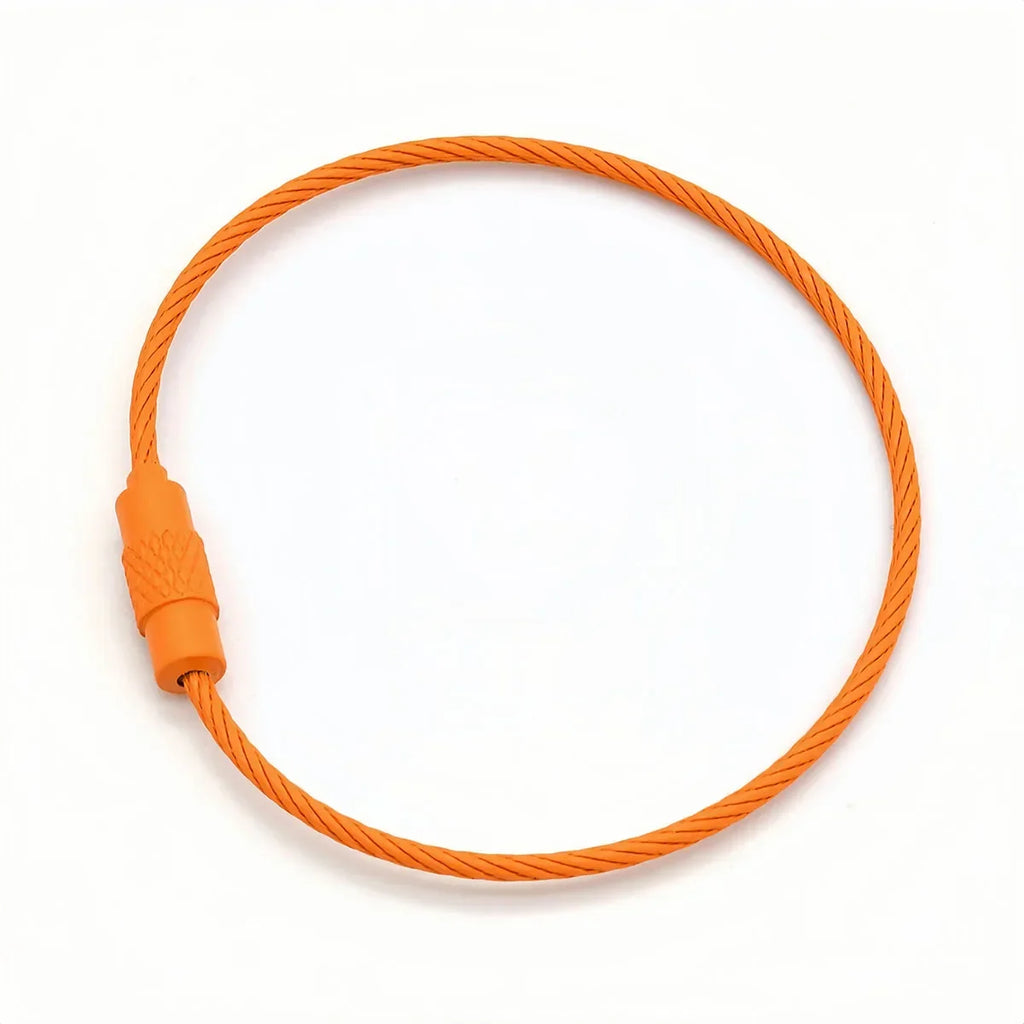 10-100pcs Stainless Steel Wire Keychain Ring Key Keyring Circle Rope Cable Loop Outdoor Camp Luggage Tag Screw Lock Gadget