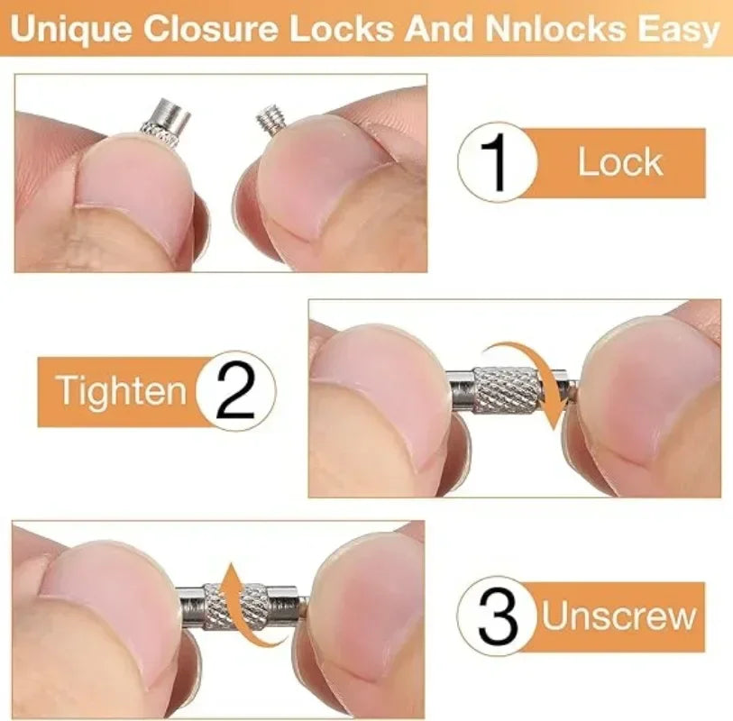 Metal Keychain Tag Ropes Stainless Steel Wire Cable Loop Screw Lock Gadget Ring Key Keyring Circle Camp Hanging Tool Hardware