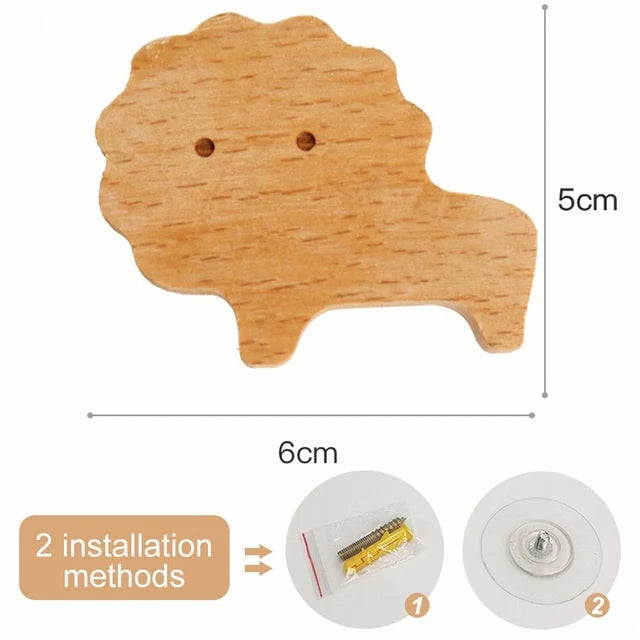 1pcs Animal Wooden Hooks Cute Room Decor Hook Wall Keychain Coat Hook Home Door Wood Hook Hanger Kitchen Accessories Gadget