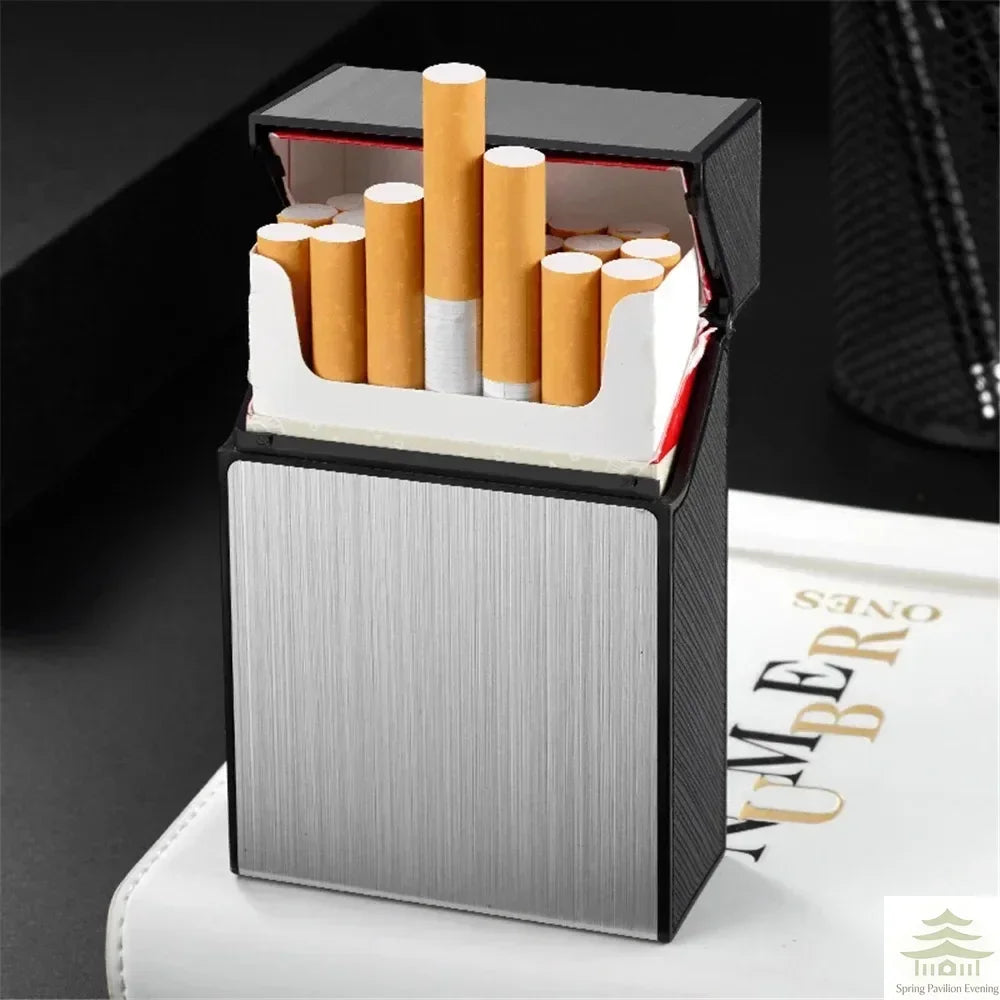 Portable Cigarette Case Metal Smoking Cigarette Box 20pcs Capacity Tobacco Holder Cigarettes Pack Cover Storage Box Men's Gadget