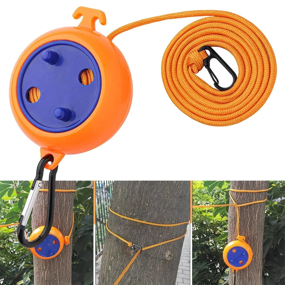10M Retractable Portable Travel Camping Washing Line Rope Reel Clothesline Outdoor with Carabiner Hook Hiking Outdoor Gadgets