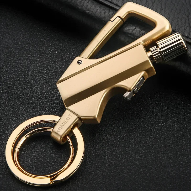 Outdoor multifunctional portable match keychain, fuel lighter, metal, camping ignition tool, men's gadget