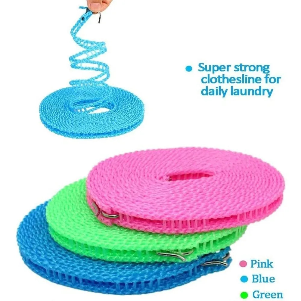 10M Retractable Portable Travel Camping Washing Line Rope Reel Clothesline Outdoor with Carabiner Hook Hiking Outdoor Gadgets