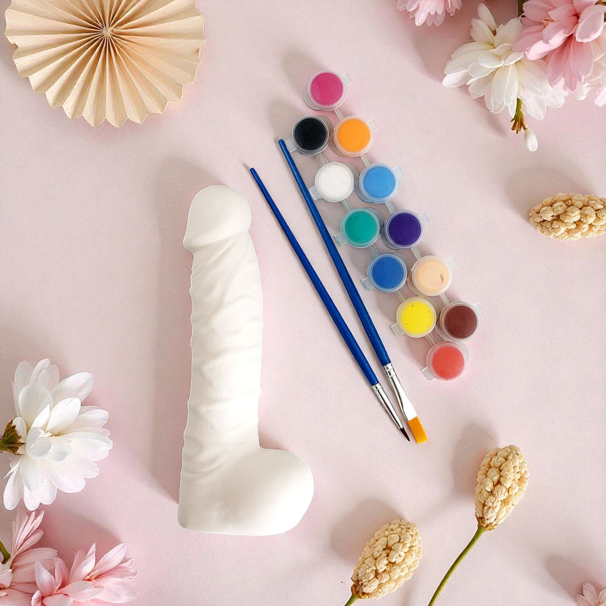 Ceramic penis with paints - bachelorette coloring kit