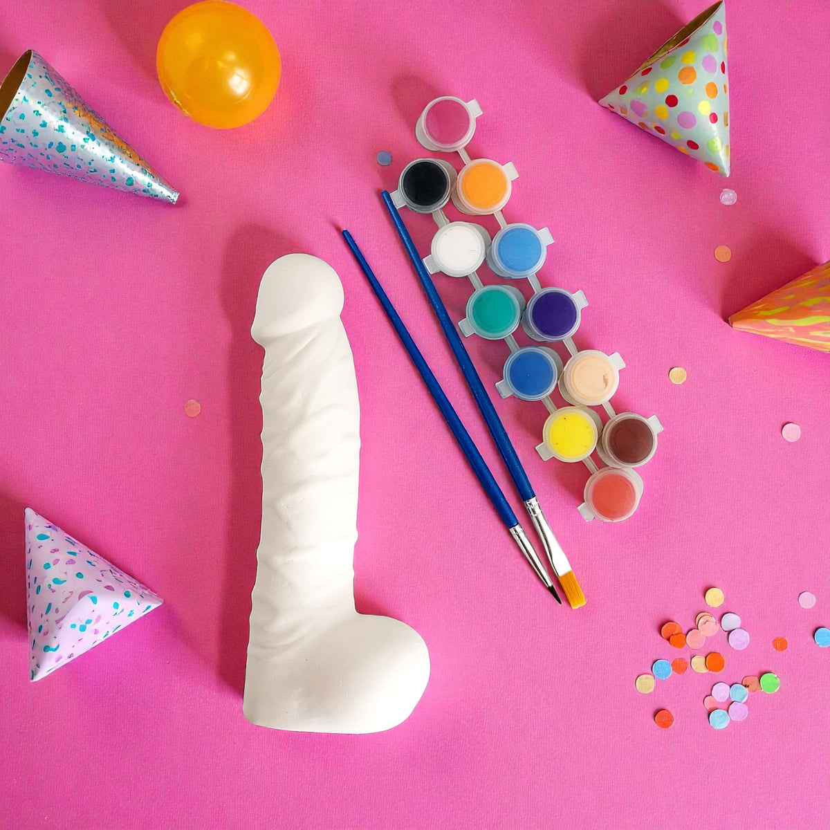 Ceramic penis with paints - bachelorette coloring kit