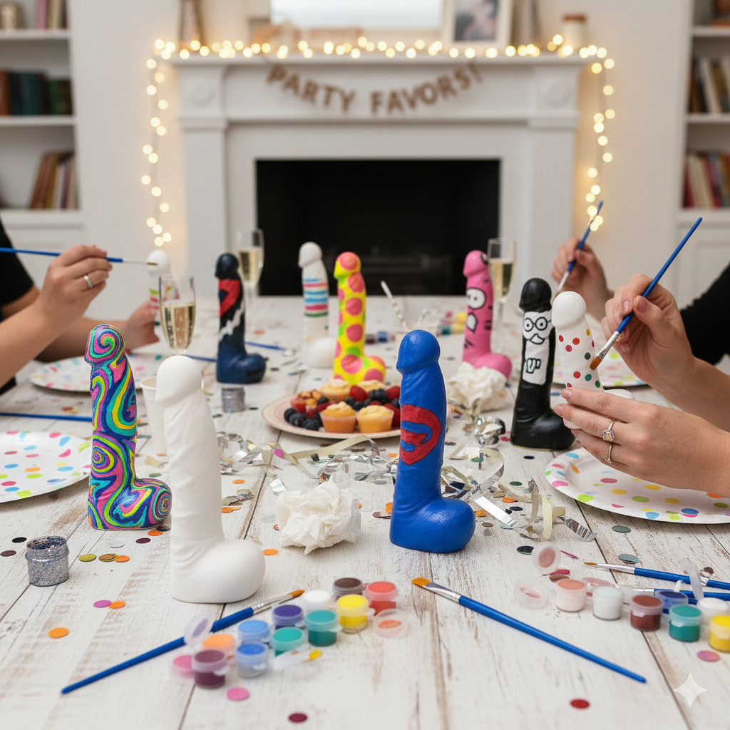 Ceramic penis with paints - bachelorette coloring kit